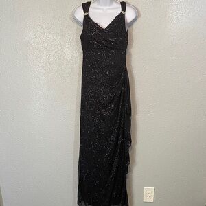 Y2K R&M Richards Sparkling Silver & Black Maxi Dress